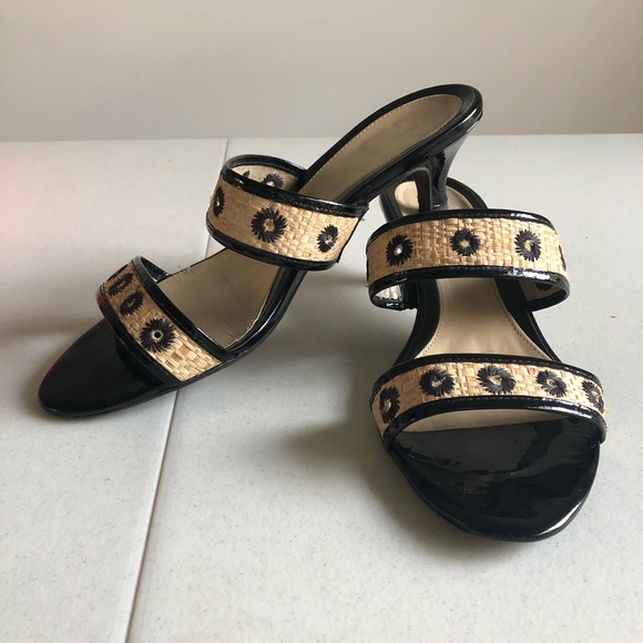 Aerosoles Sunbeam Style Sandals With Straps In Rattan-Type Product & Patent Trim - Picture 1 of 9